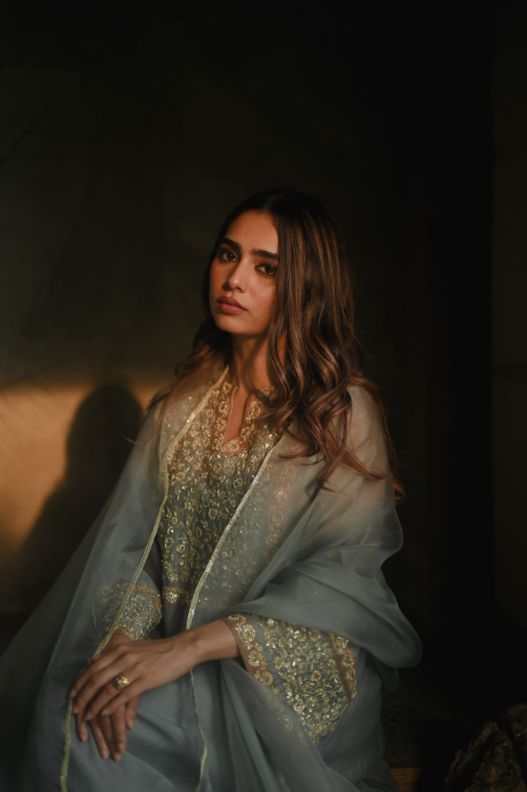 Roohi Earthy Blue set - Zuleiha