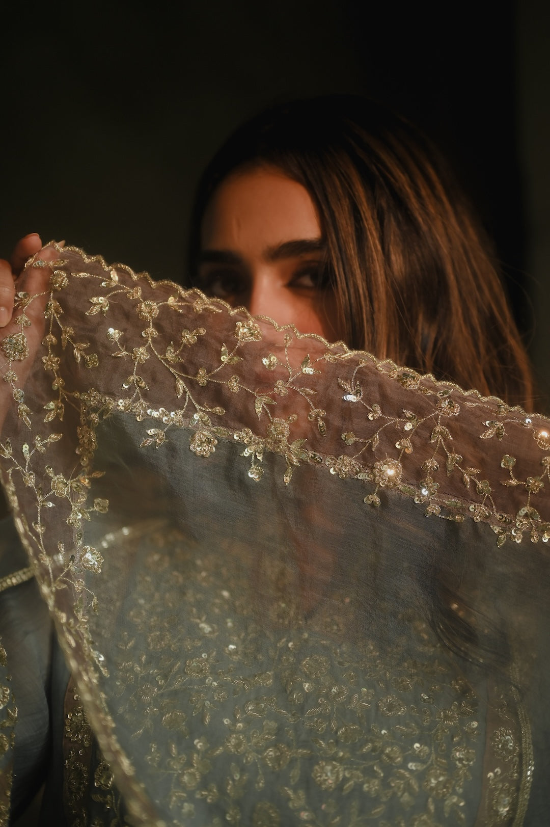 Roohi Earthy Blue set - Zuleiha