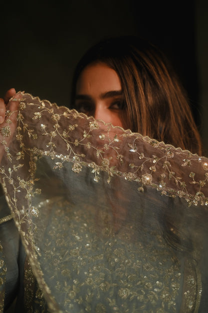 Roohi Earthy Blue set - Zuleiha
