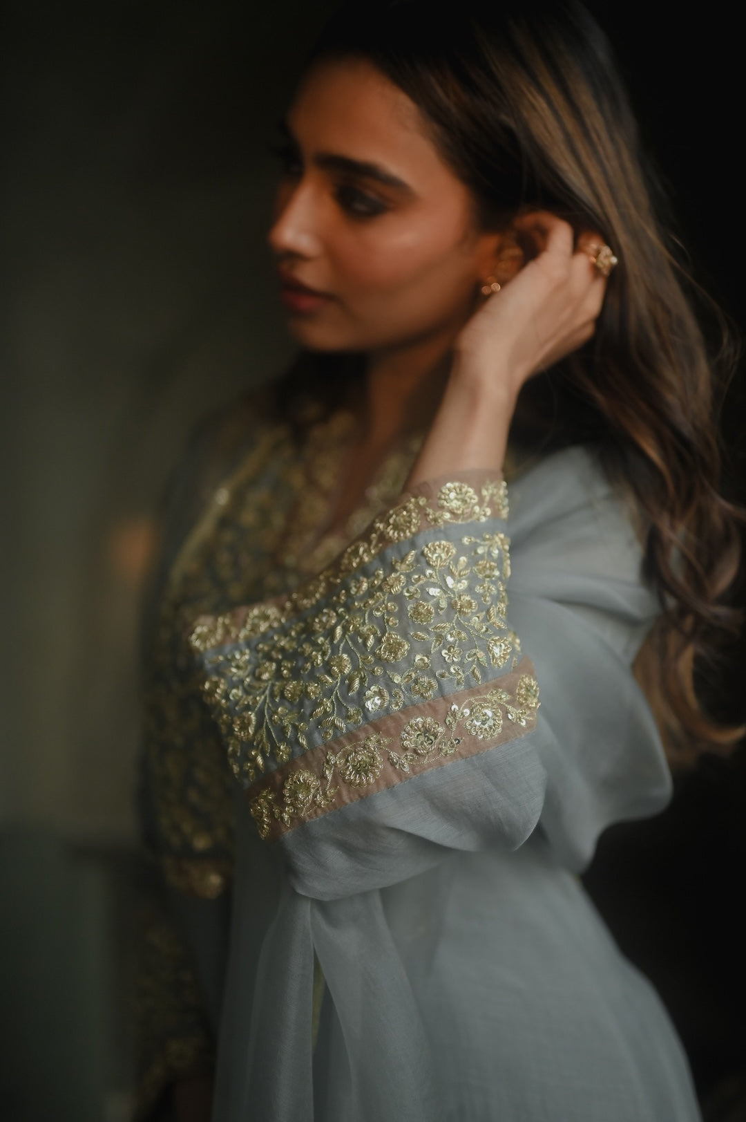 Roohi Earthy Blue set - Zuleiha