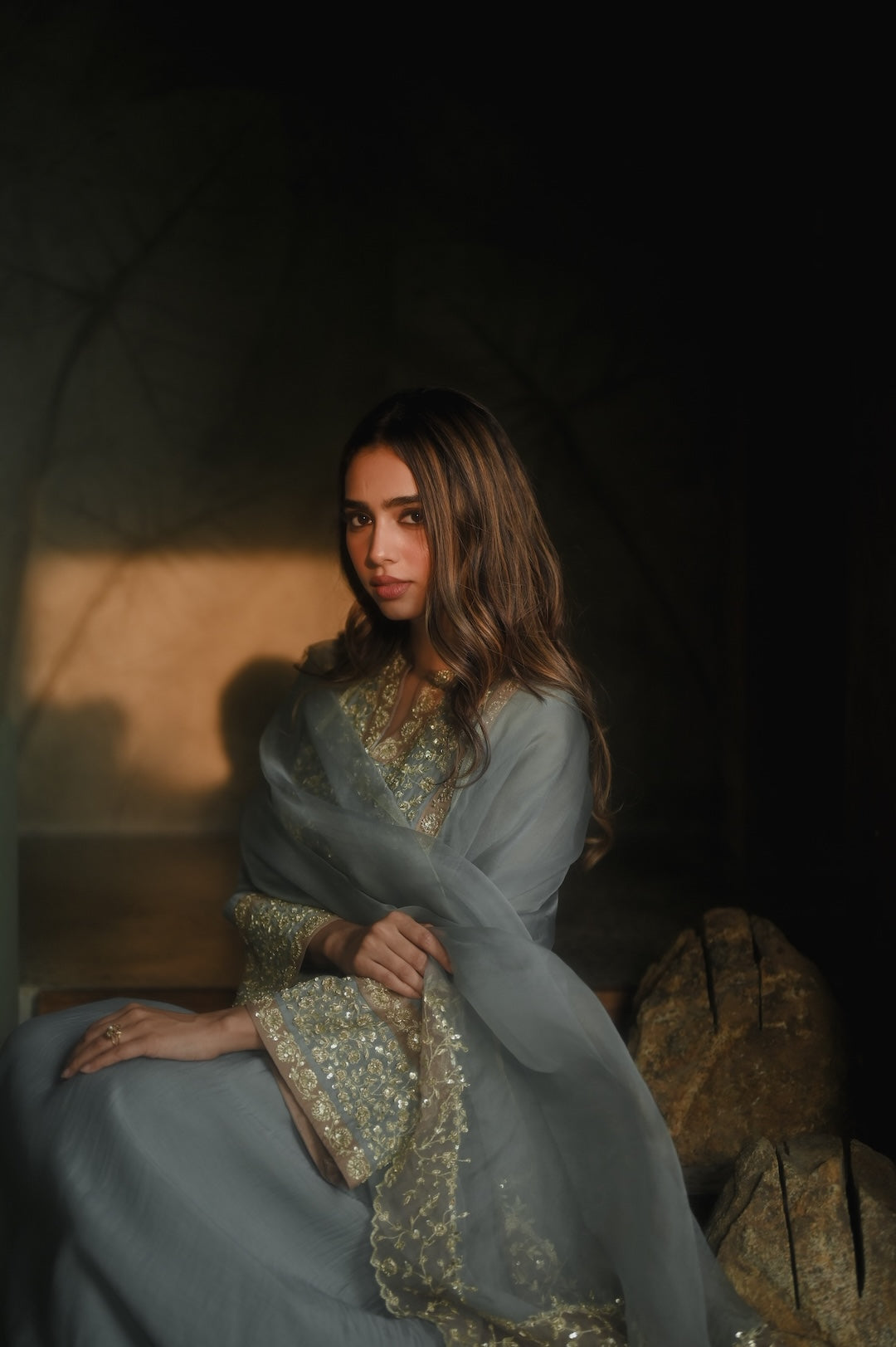 Roohi Earthy Blue set - Zuleiha
