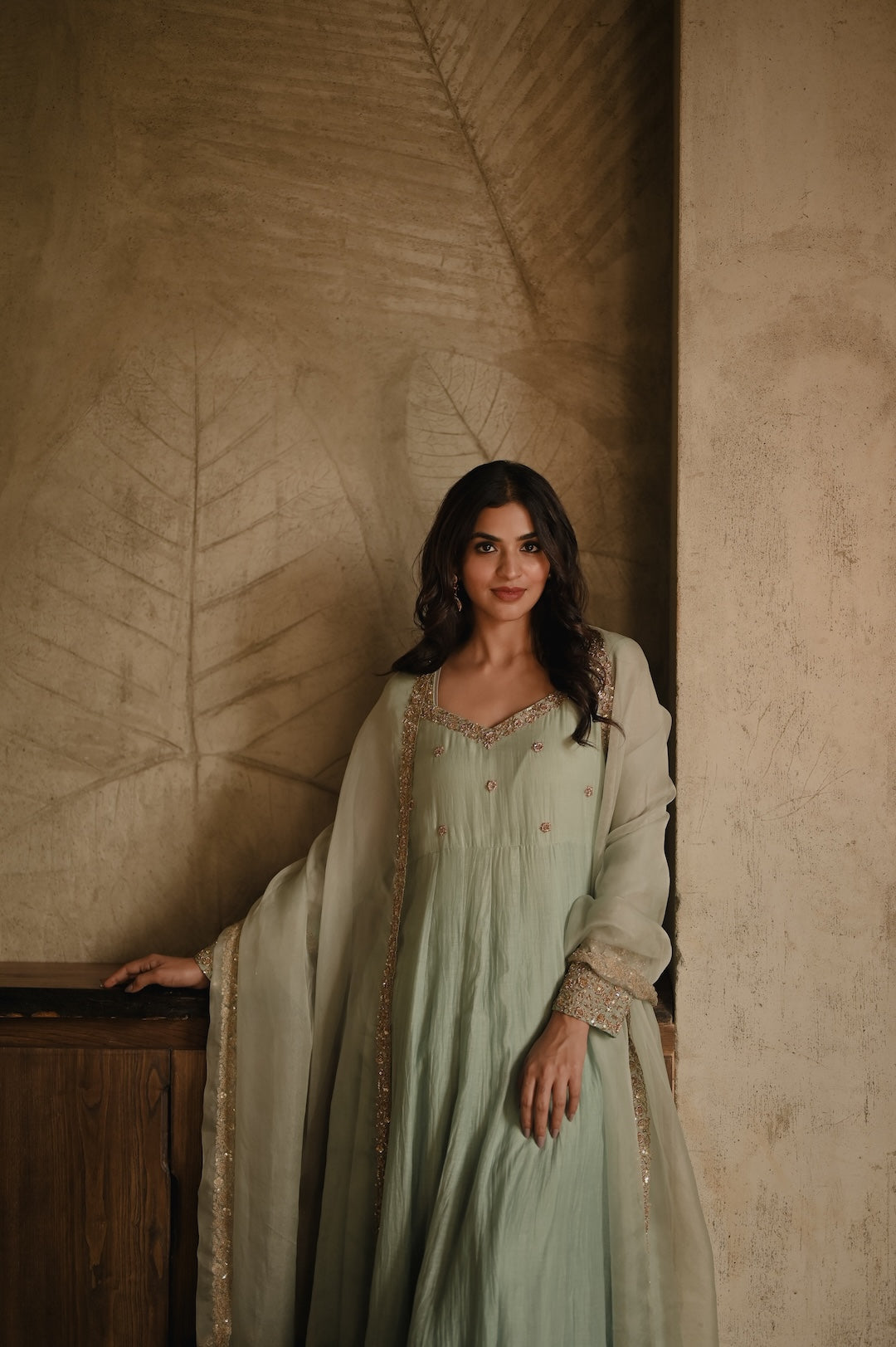 Roohi Powder Blue Anarkali Set - Zuleiha