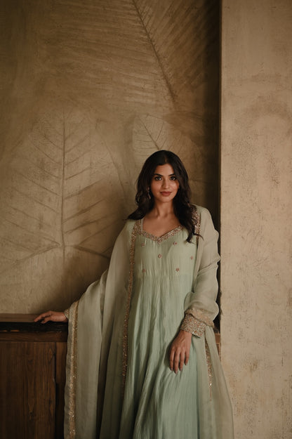 Roohi Powder Blue Anarkali Set - Zuleiha