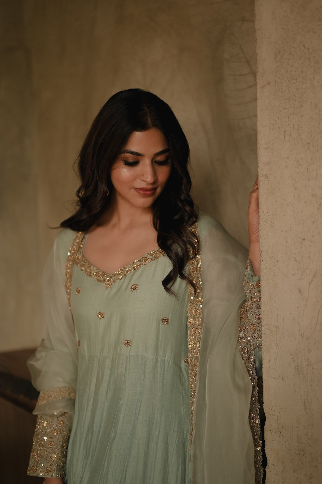Roohi Powder Blue Anarkali Set - Zuleiha