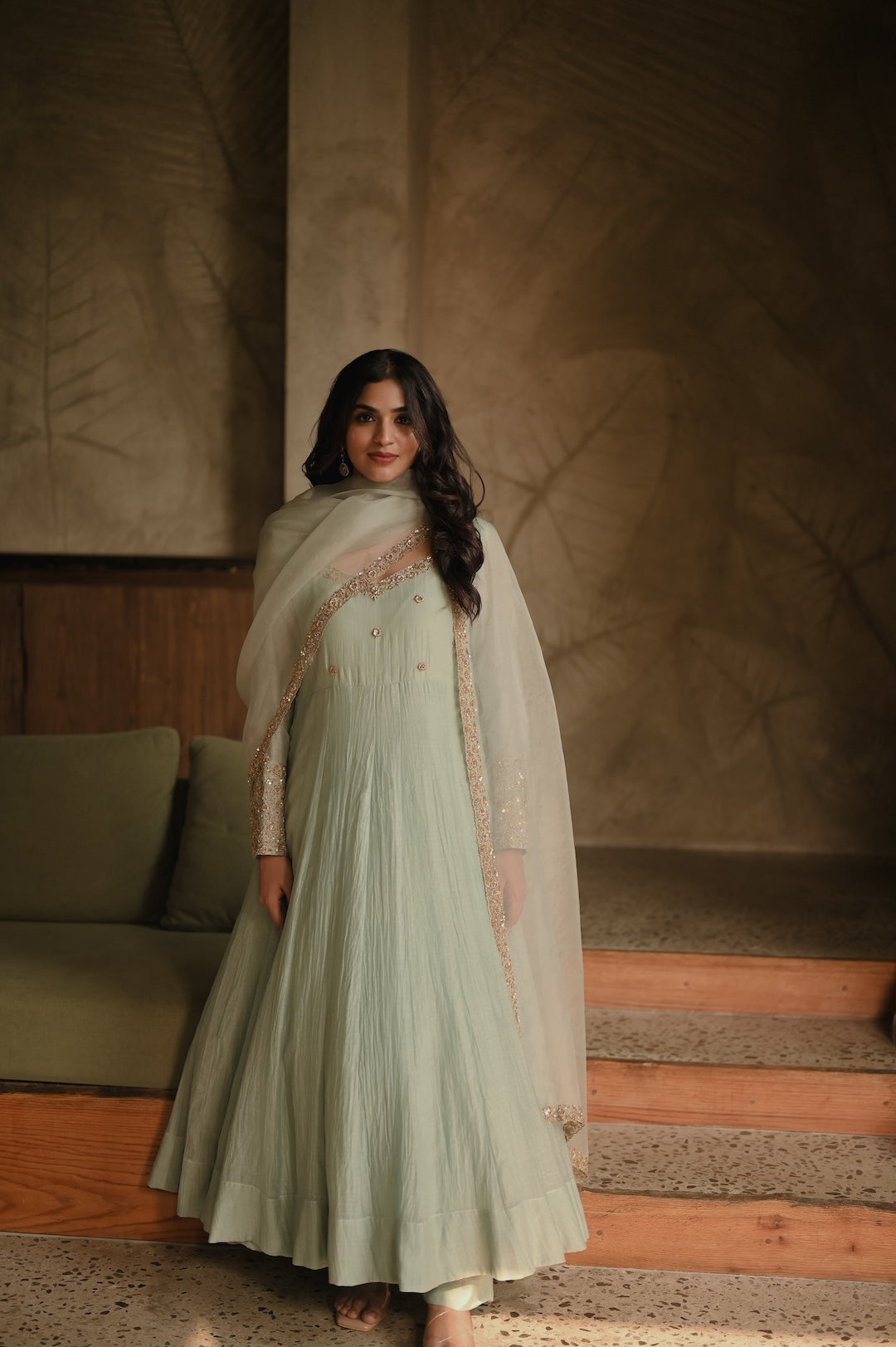 Roohi Powder Blue Anarkali Set - Zuleiha