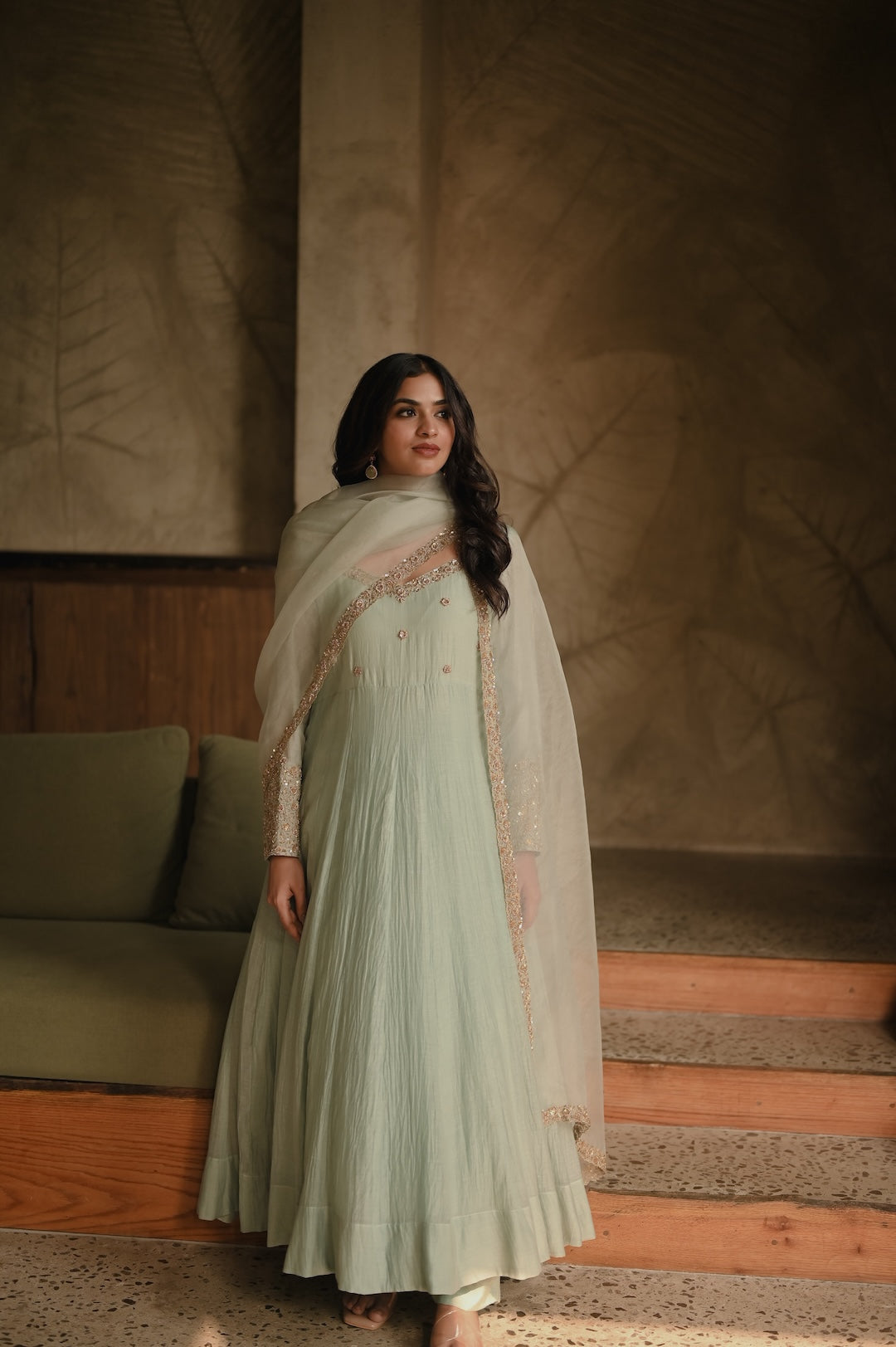 Roohi Powder Blue Anarkali Set - Zuleiha