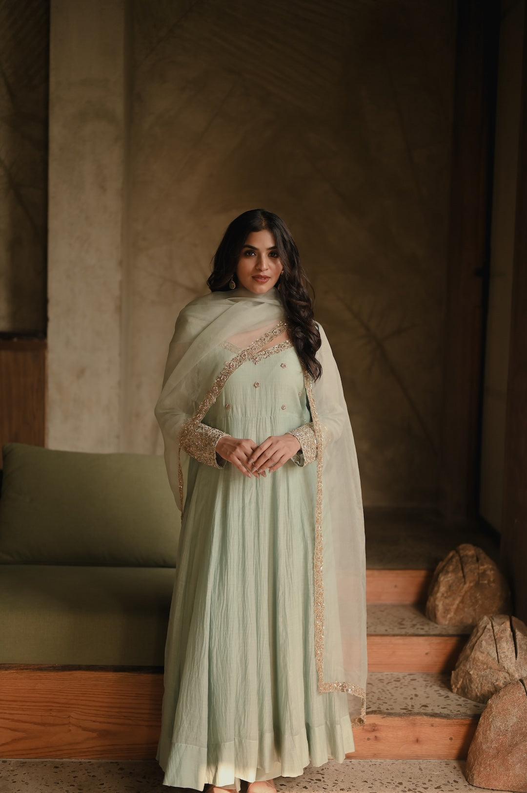 Roohi Powder Blue Anarkali Set - Zuleiha