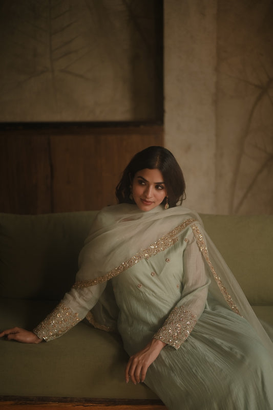 Roohi Powder Blue Anarkali Set - Zuleiha