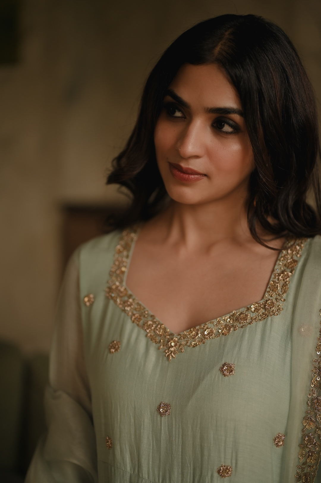 Roohi Powder Blue Anarkali Set - Zuleiha