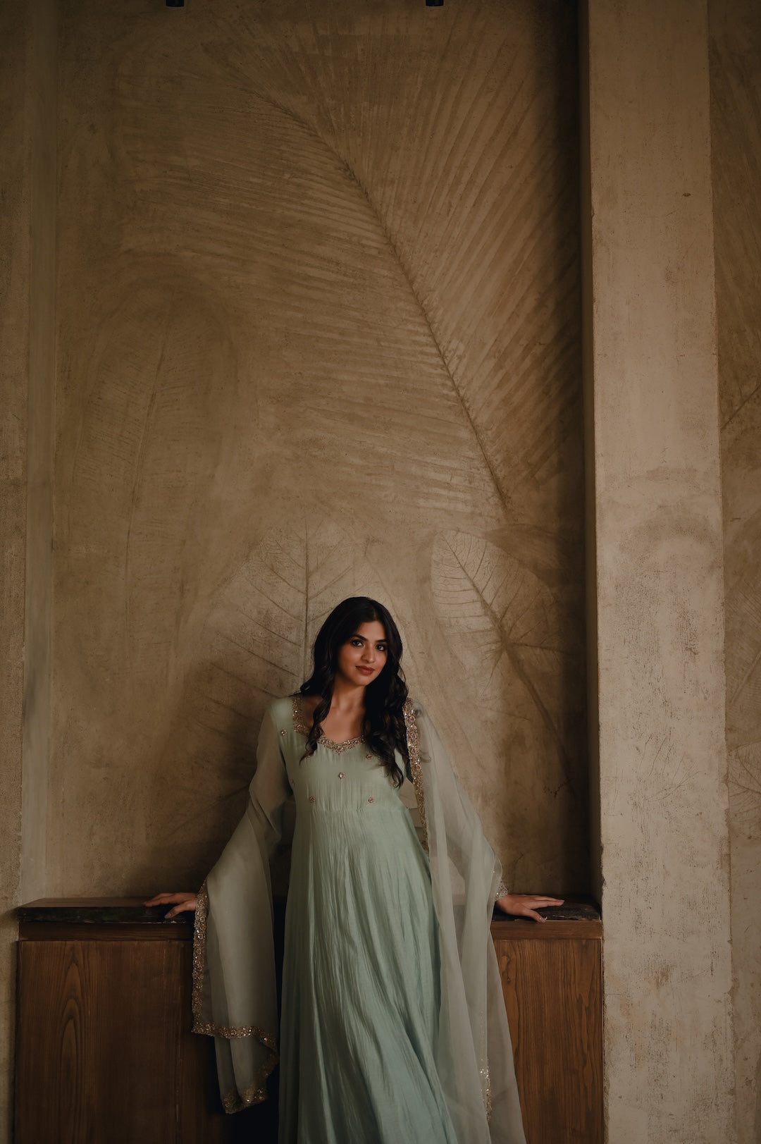 Roohi Powder Blue Anarkali Set - Zuleiha