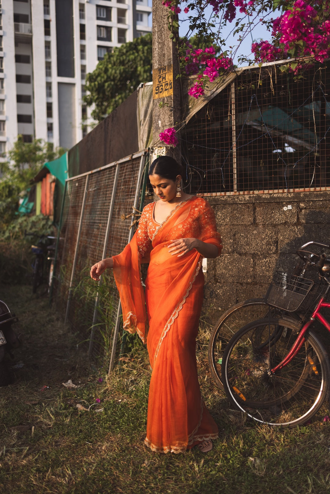 Nikhila Vimal in Burnt Orange Saree and Blouse - Zuleiha