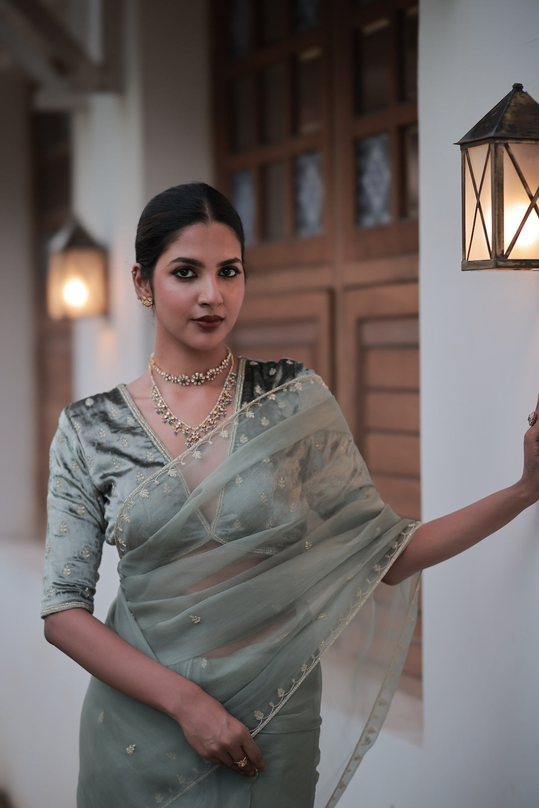 Sage Green Saree - Zuleiha